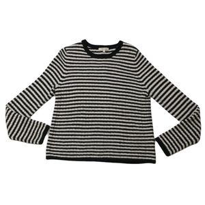 Madewell Sweater Size L Black White Striped Ribbed Wool Alpaca Blend